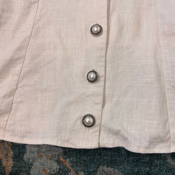 Sonja Wilson Blouse Jacket Women Large White V-Neck Button Up Pearl Button Puff - Picture 11 of 16